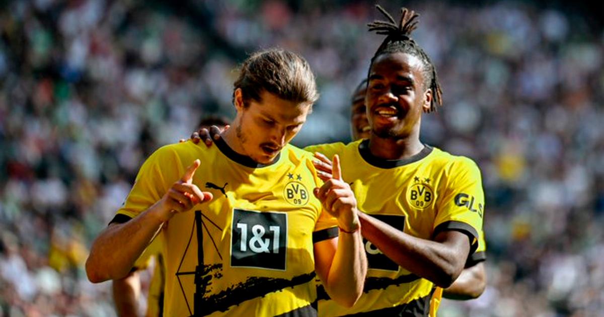 Dortmund venció de visita al Monchengladbach con doblete de Sabitzer