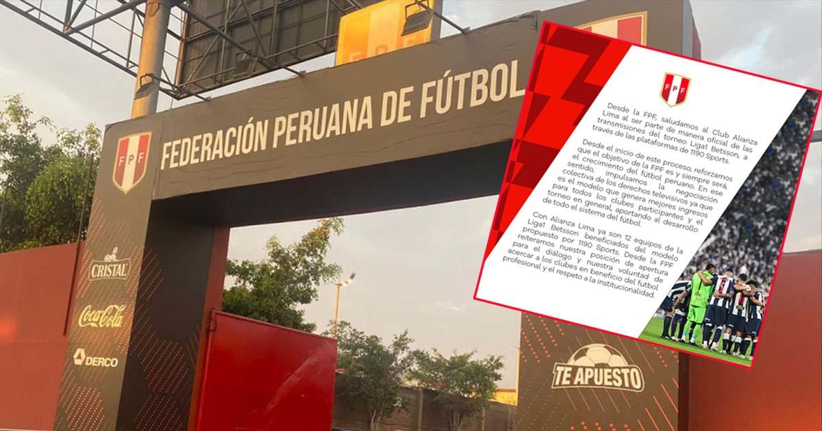 FPF saludó acuerdo de Alianza Lima con 1190 Sports