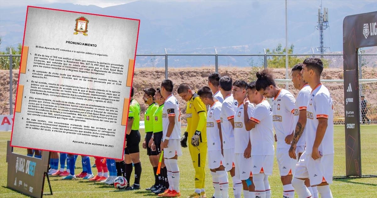 Ayacucho FC se pronunció tras resolución del TAS
