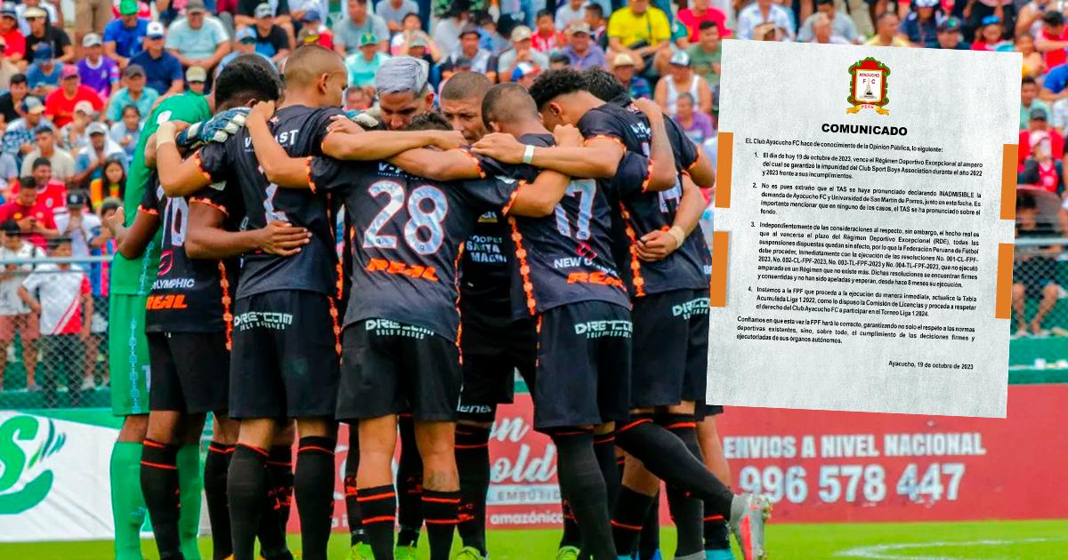 Ayacucho FC pide a la FPF respetar su derecho de participar en la Liga1 Betsson 2024