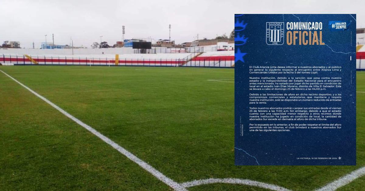 Alianza Lima comunicó que en la 5ta. fecha será local en Villa El Salvador