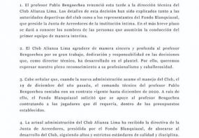 Comunicado del Club Alianza Lima